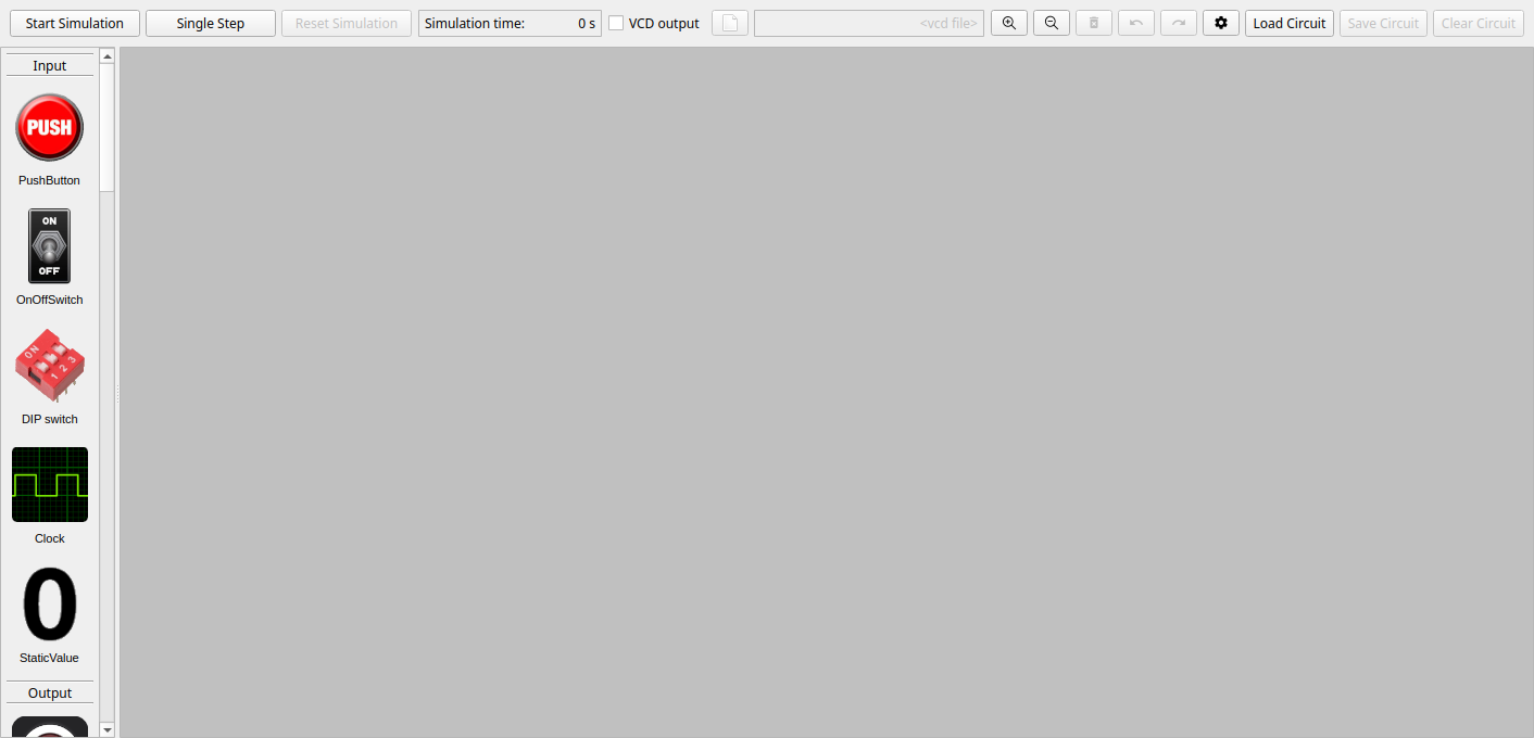 The empty DigSim window